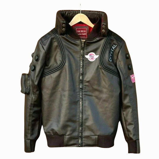 Cyberpunk 2077 Leather Jacket – Samurai LED Collar Cosplay Coat