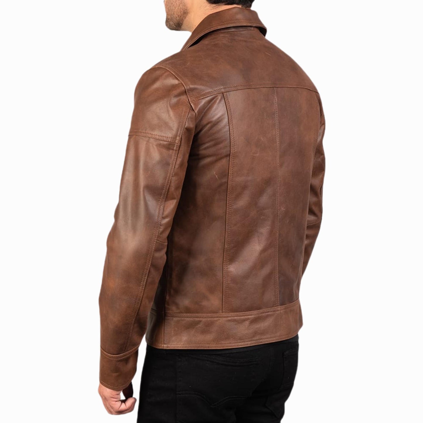 Men’s Classic Brown Real Leather Jacket – Cafe Racer Style Zip-Up Coat | The Nord Wolf