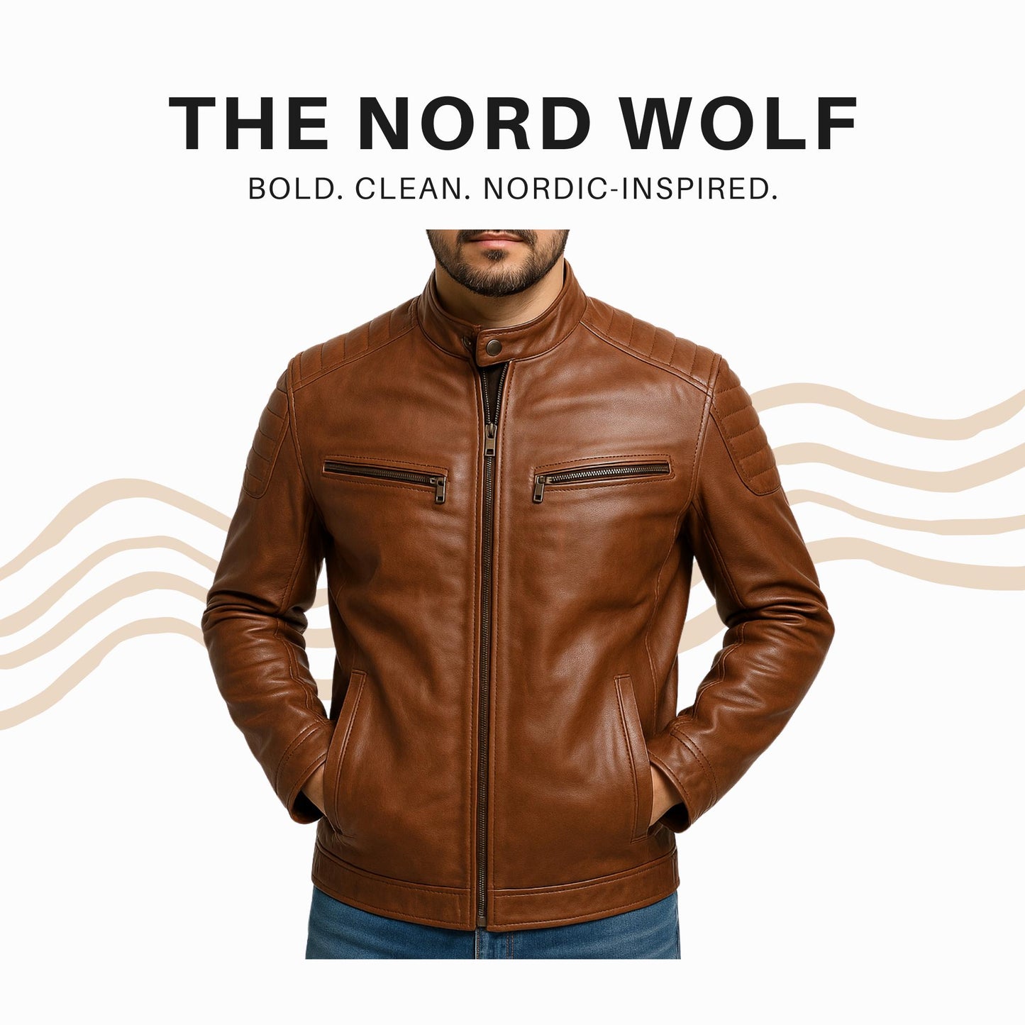 Men's Brown Leather Cafe Racer Jacket – Slim Fit Moto Style