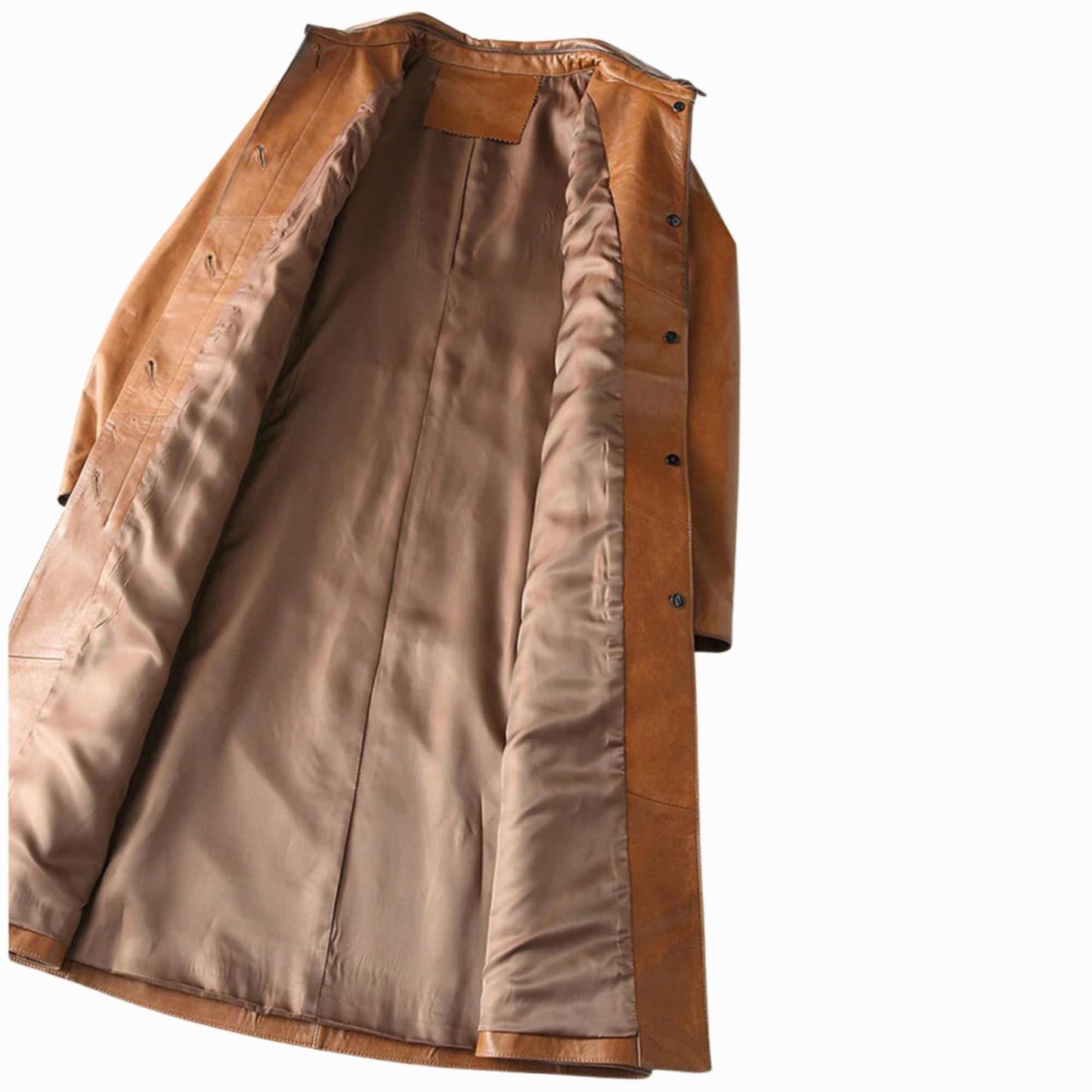 Victorian Style Waxed Leather Trench Coat – Italian Overcoat, Custom Fit