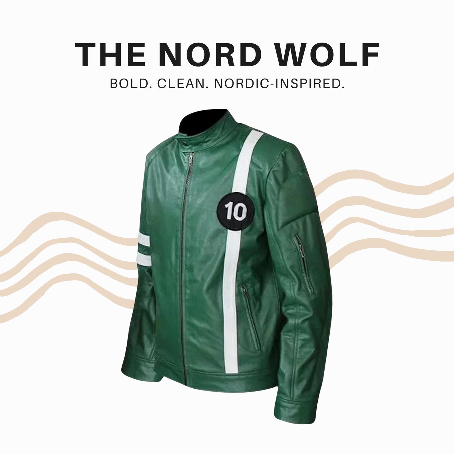 Ben 10 Inspired Green Original Leather Jacket – Men’s Cosplay Outerwear by The Nord Wolf