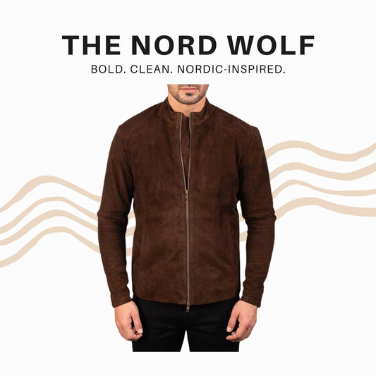 Men’s Brown Suede Leather Bomber Jacket – Minimalist Zip-Up Outerwear