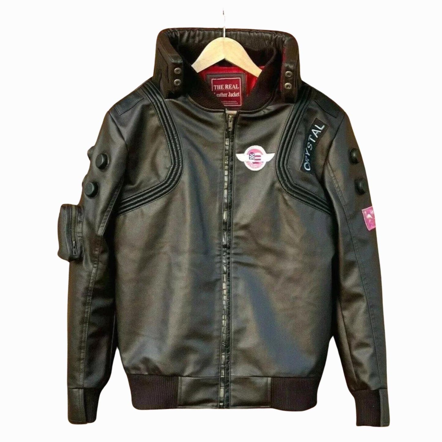 Cyberpunk 2077 Leather Jacket – Samurai LED Collar Cosplay Coat