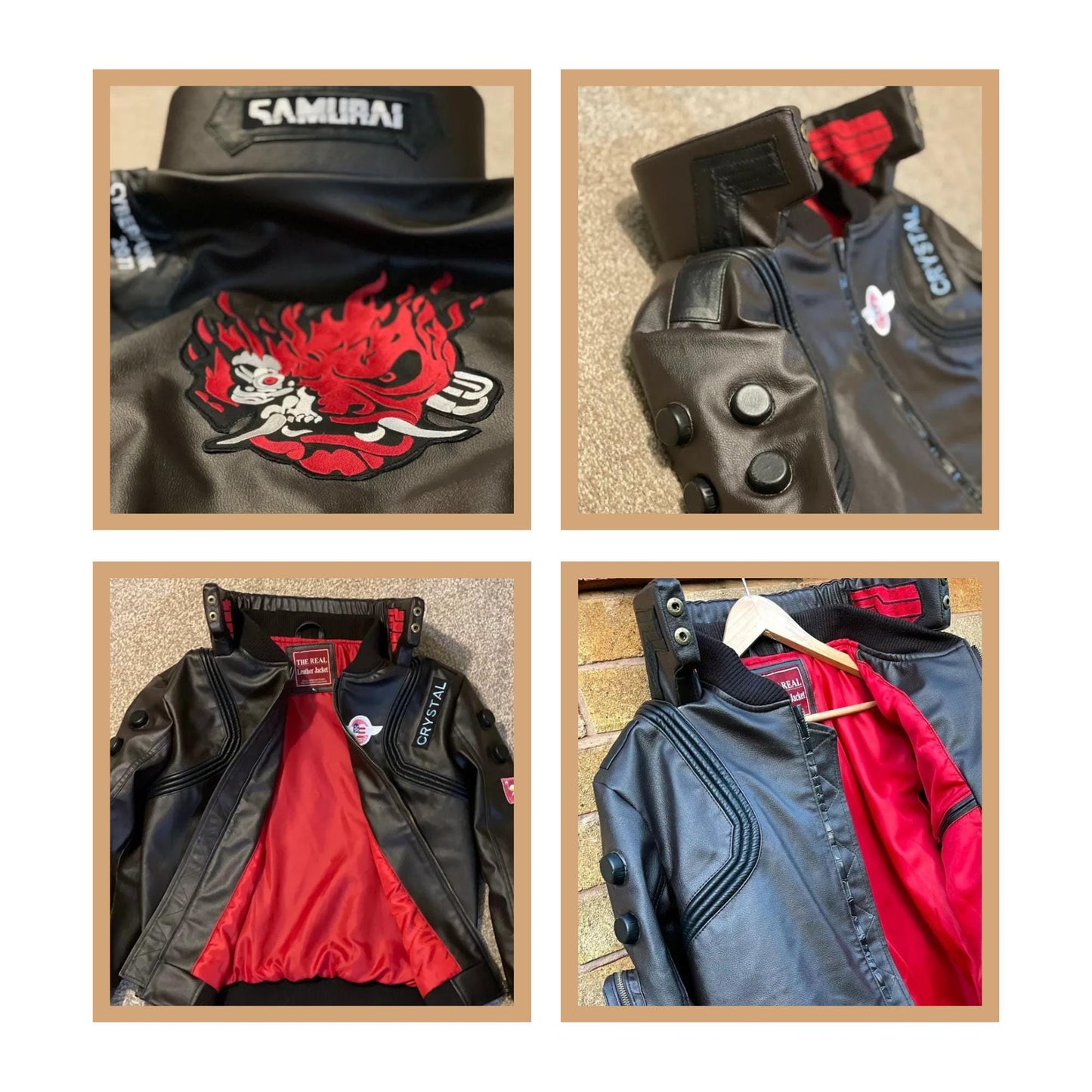 Cyberpunk 2077 Leather Jacket – Samurai LED Collar Cosplay Coat